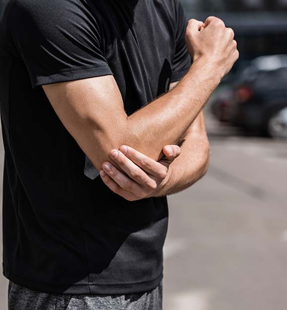 Man with elbow pain